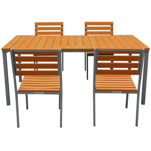 Global Industrial™ 70" Rectangular Resin Outdoor Dining Table & Chair Set, 4 Chairs