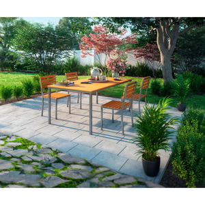 Global Industrial™ 70" Rectangular Resin Outdoor Dining Table & Chair Set, 4 Chairs