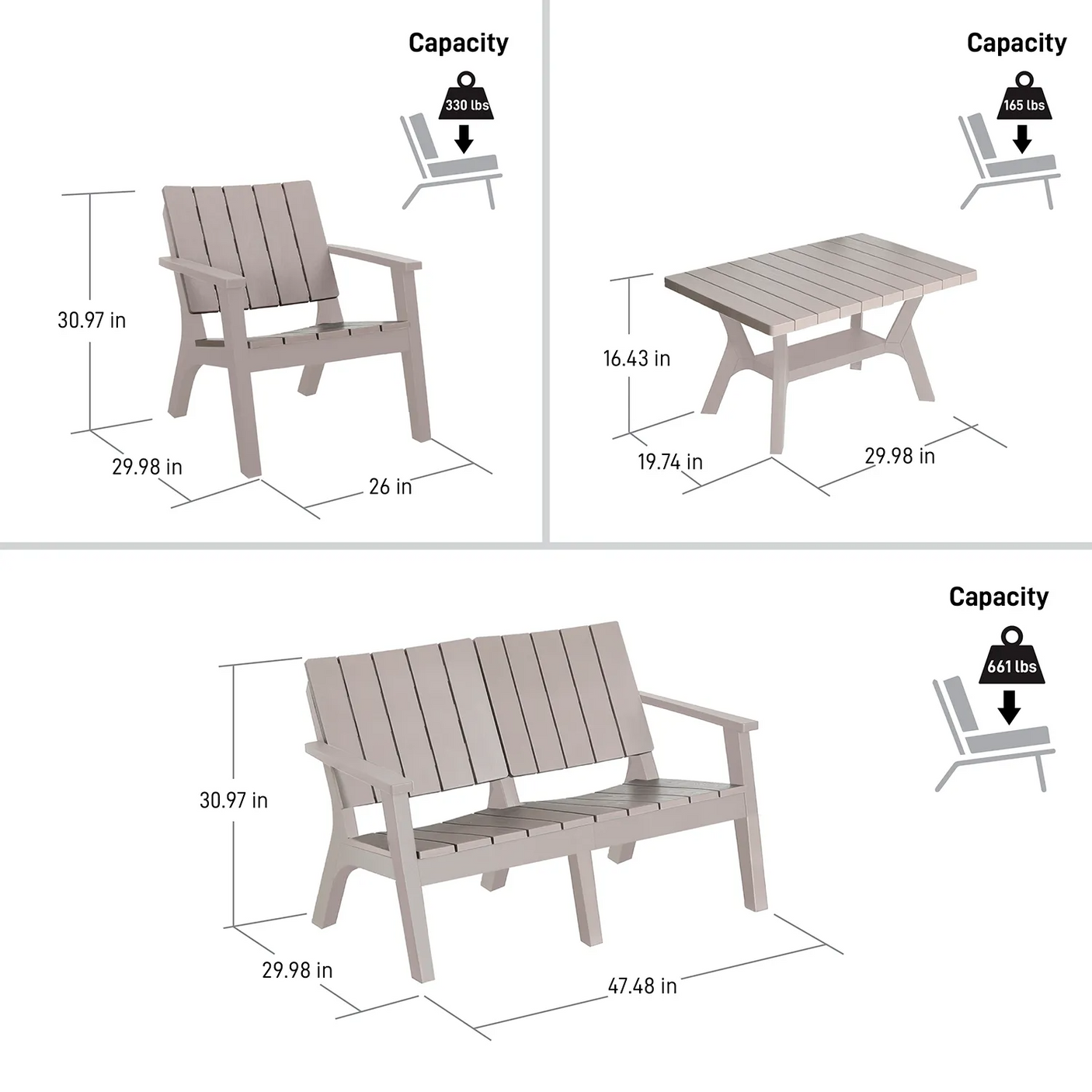 DUKAP® Enzo 4 Piece Outdoor Sofa Seating Set, Gray